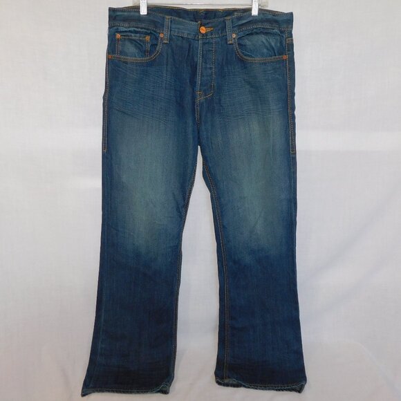 William Rast Mens 36 X 33 Keith Bootcut with Fit Dark Blue Jeans button Fly - Picture 1 of 12